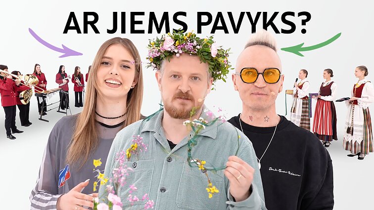 Įžymybės atlieka Dainų šventės dalyvių užduotis Įžymybės atlieka Dainų šventės dalyvių užduotis