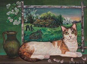 Birutė Kuckaitė. „Mamai“. 2006. Kartonas, aliejus