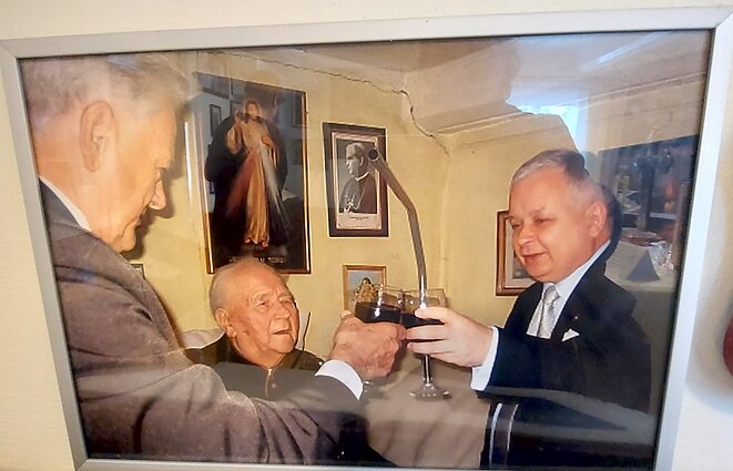 Valdas Adamkus, ks. prałat Józef Obrembski, Lech Kaczyński Valdas Adamkus, ks. prałat Józef Obrembski, Lech Kaczyński