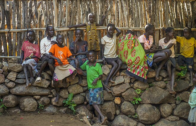Pietų Sudanas. Lotuko genties vaikai Pietų Sudanas. Lotuko genties vaikai