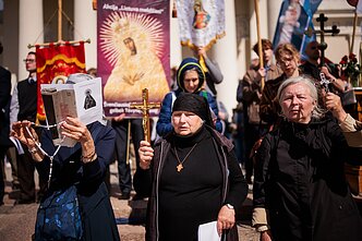 Counterprotesters during Lithuanian Pride march, 2026 Counterprotesters during Lithuanian Pride march, 2026
