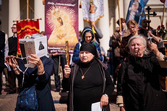 Counterprotesters during Lithuanian Pride march, 2026 Counterprotesters during Lithuanian Pride march, 2026