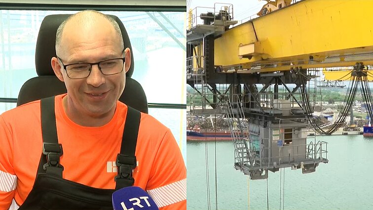 Pusšimčio metrų aukštyje jūrinius konteinerius kraunantis Giedrius: ir aš bijojau aukščio