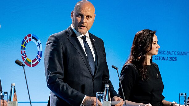 Latvian Prime Minister Andris Kulbergs at the NB8 summit in Tallinn on June 9, 2026.