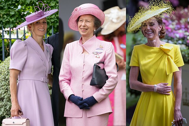Zara Tindall, princesė Anne, Velso princesė Catherine karališkosiose Askoto žirgų lenktynėse Zara Tindall, princesė Anne, Velso princesė Catherine karališkosiose Askoto žirgų lenktynėse