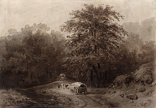 Albertas Žametas (1821–1876). „Kelias pamiškėje“. Popierius, sepija Albertas Žametas (1821–1876). „Kelias pamiškėje“. Popierius, sepija