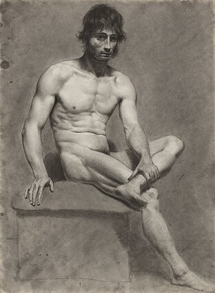Kanutas Ruseckas (1800–1860). „Sėdinčio vyro aktas“. 1822–1823. Popierius, anglis Kanutas Ruseckas (1800–1860). „Sėdinčio vyro aktas“. 1822–1823. Popierius, anglis