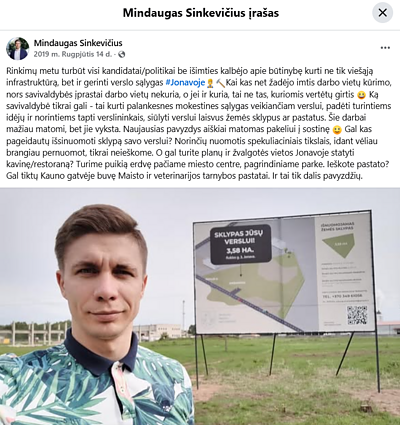 Įrašas M. Sinkevičiaus socialinio tinklo „Facebook“ paskyroje