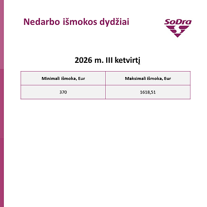 Nedarbo išmokų dydžiai Nedarbo išmokų dydžiai