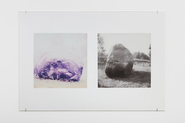 Deimantas Narkevičius, „Akmenys po du“, 2023. Padidinti dvigubos ekspozicijos „Polaroid“ atspaudai ant popieriaus, 35 × 51,5 cm kiekvienas. Deimanto Narkevičiaus ir Maureen Paley (Londonas) leidimu Deimantas Narkevičius, „Akmenys po du“, 2023. Padidinti dvigubos ekspozicijos „Polaroid“ atspaudai ant popieriaus, 35 × 51,5 cm kiekvienas. Deimanto Narkevičiaus ir Maureen Paley (Londonas) leidimu