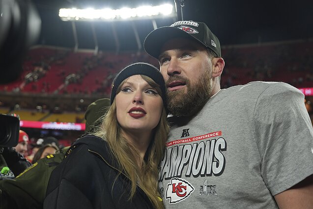 Taylor Swift ir Traviso Kelce`is Taylor Swift ir Traviso Kelce`is