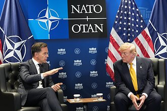 NATO viršūnių susitikimas. Markas Rutte ir Donaldas Trumpas