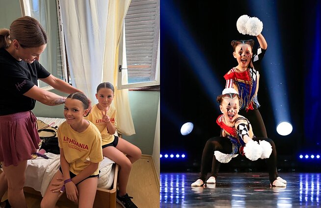 Elina Ostrovska i Sabrina Gasanova na mistrzostwach Europy w cheerleadingu Elina Ostrovska i Sabrina Gasanova na mistrzostwach Europy w cheerleadingu
