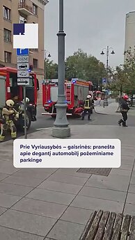 Pranešta apie degantį automobilį Kudirkos aikštės požeminiame parkinge