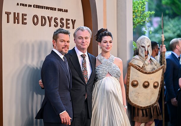 Mattas Damonas, Christopheris Nolanas, Anne Hathaway Mattas Damonas, Christopheris Nolanas, Anne Hathaway
