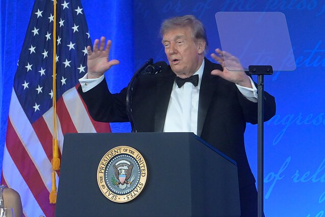Donaldas Trumpas korespondentų vakarienėje Donaldas Trumpas korespondentų vakarienėje