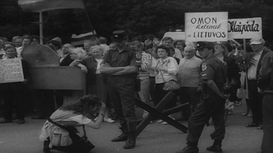 A protest following the OMON killings in 1991.