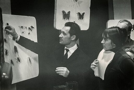 Laidos vedėjas profesorius, gamtininkas Ričardas Kazlauskas ir redaktorė Marija Danutė Pročkytė-Žumbakienė. 1971 m. 