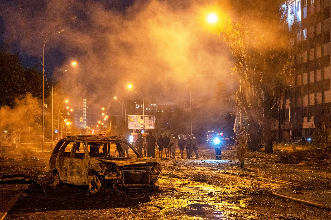 Naktinė Rusijos raketų ataka Kyjive Naktinė Rusijos raketų ataka Kyjive