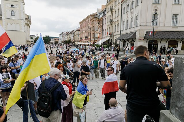 Protestuojant prieš didėjančią įtampą visoje Lenkijoje vyko solidarumo su Ukraina mitingai