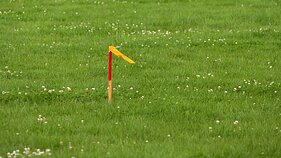 Marking out the boundary. Marking out the boundary.