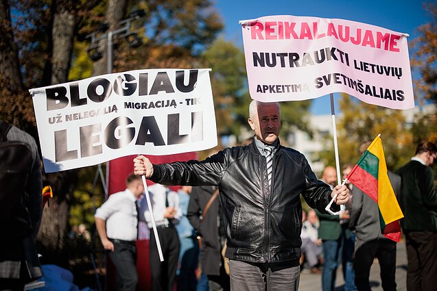 Hundreds protest against migration in Vilnius, more than 100 hold ...
